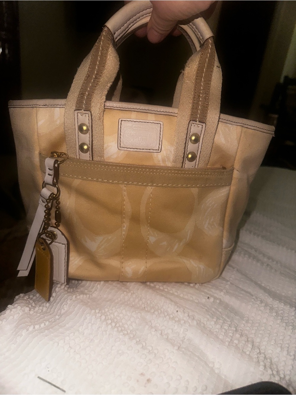 Coach Yellow Signature Hampton yellowMini Tote with Leather Tags